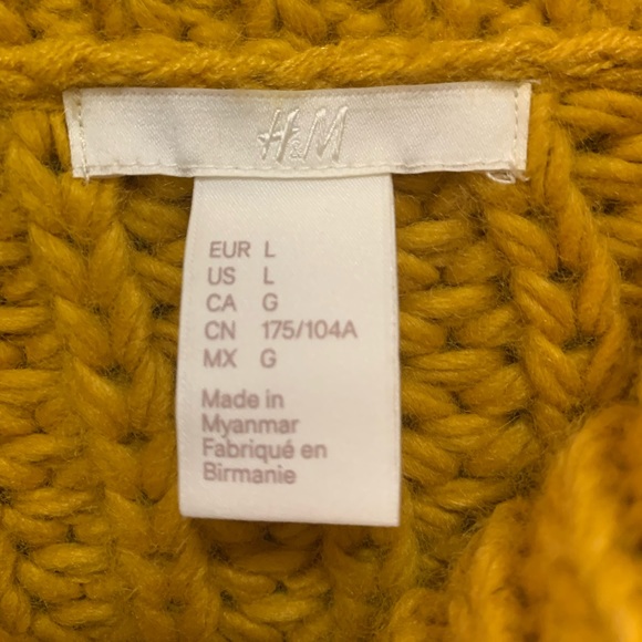 NWOT chunky knit H&M sweater size L yellow mustard marigold color - Picture 5 of 6